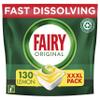 Fairy Original All in One Dishwasher Tablets, Lemon, 130 Capsules, Effective Even On Dried-On Grease view 1