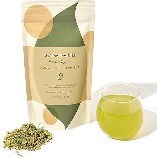 Genmai Matcha  Premium Japanese Green Tea With Brown Rice and Matcha  Fukamushi Sencha  Deep Steam Tea  From Arahataen Green Tea Farms  Low Caffeine Tea