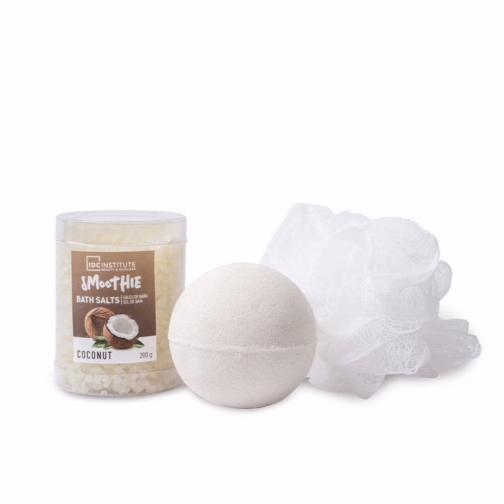Idc institute Smoothie Coconut (200G Bath Salt, 140G Fizzer, Sponge)