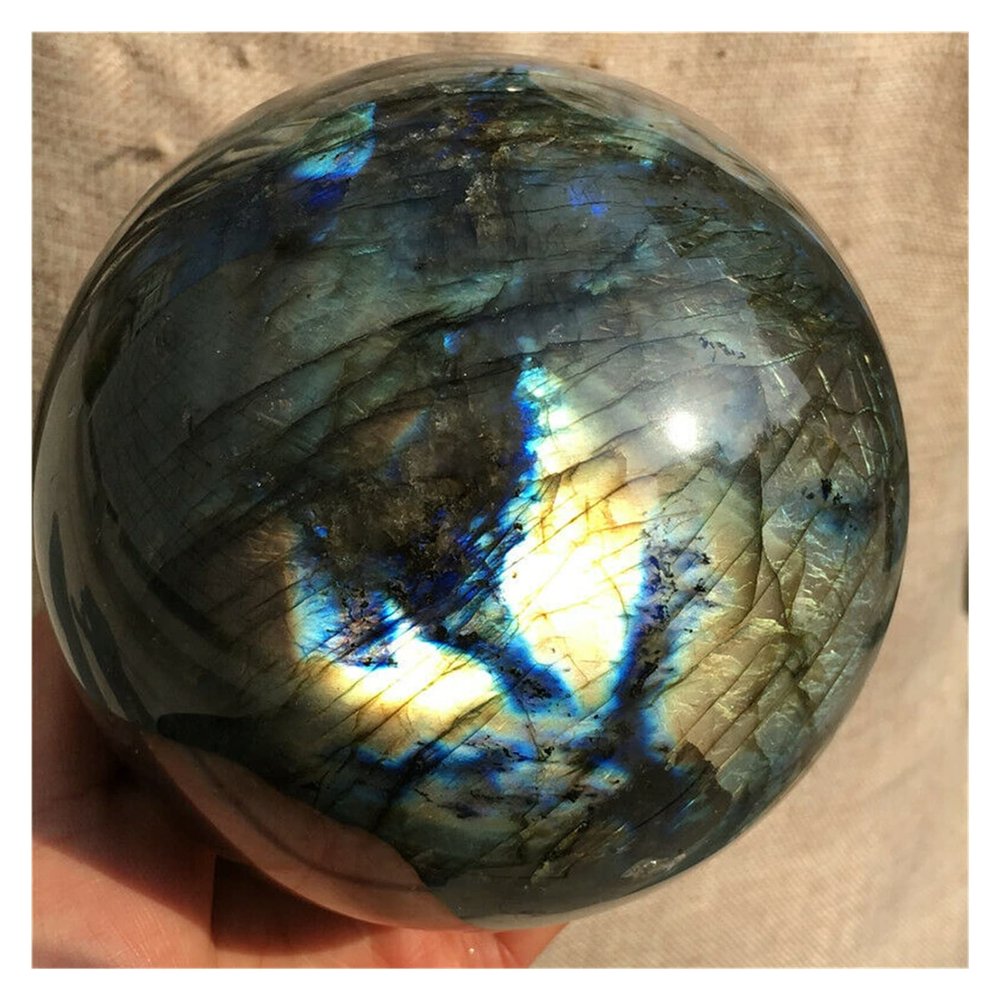 Kigauru Natural crystal rough 1.12kg Crystal ball Natural flash labradorite Quartz sphere Orb Gem Stone Healing (Size : 1-1.3kg)