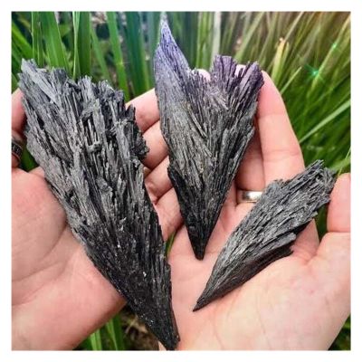 SHANGMAOYO crystal rocks Natural Raw Black Kyanite Crystals Rough Black Kyanite Mineral Natural Stone (Color : One piece, Size : Medium(5-7cm))