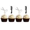 MonMon & Craft Barber Theme Cupcake Toppers / Makeup Barber Birthday Cupcake Toppers / Haircut Salon Party Decorations / Black Silver Glitter - 24 Pcs view 1