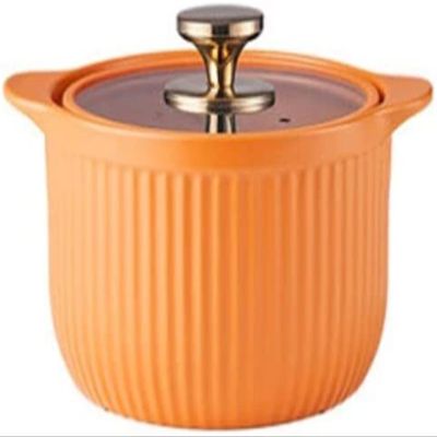 Simple Glazed Ceramic Casserole Large Capacity Heat-Resistant Fire Stew Hot Pot Kitchen Utensils (Color : A)