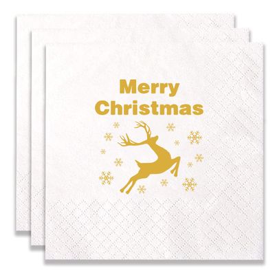 100 Count of Merry Christmas Paper Napkins for Christmas Party Decoration