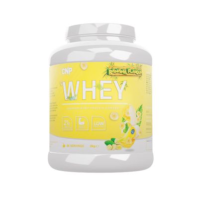 CNP Professional Premium Whey Protein Powder 2kg & 900g, 21g Protein, Low Carb, Easy Digestion, 66/30 Servings, Vegetarian, Halal, 12 Great Flavours (2kg, Banana)