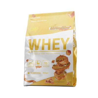 CNP Professional Premium Whey Protein Powder 2kg & 900g, 21g Protein, Low Carb, Easy Digestion, 66/30 Servings, Vegetarian, Halal, 12 Great Flavours (900g, Salted Caramel)