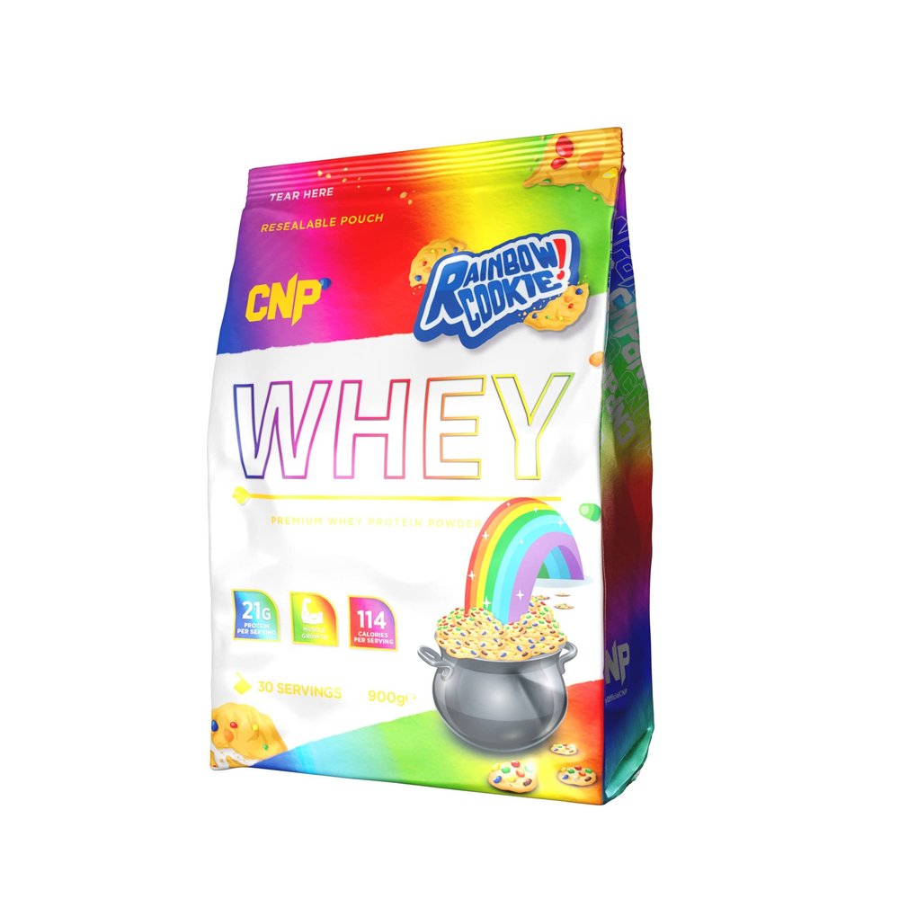 CNP Professional Premium Whey Protein Powder 2kg & 900g, 21g Protein, Low Carb, Easy Digestion, 66/30 Servings, Vegetarian, Halal, 12 Great Flavours (900g, Rainbow Cookie)