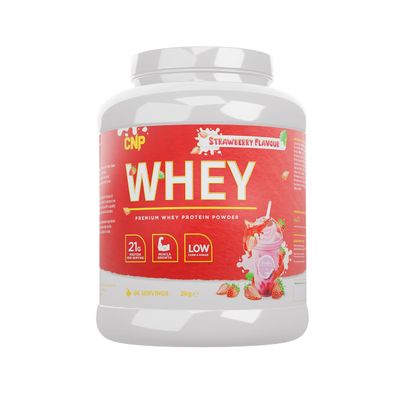 CNP Professional Premium Whey Protein Powder 2kg & 900g, 21g Protein, Low Carb, Easy Digestion, 66/30 Servings, Vegetarian, Halal, 12 Great Flavours (2kg, Strawberry)