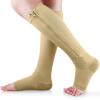 Ailaka Zipper 15-20 mmHg Compression Socks for Women Men, Knee High Open Toe Support Graduated Medical Varicose Veins Hosiery for Edema, Swollen, Pregnancy, Recovery (1 Pair) view 1