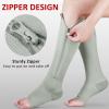 Ailaka Zipper 15-20 mmHg Compression Socks for Women Men, Knee High Open Toe Support Graduated Medical Varicose Veins Hosiery for Edema, Swollen, Pregnancy, Recovery (1 Pair) view 3