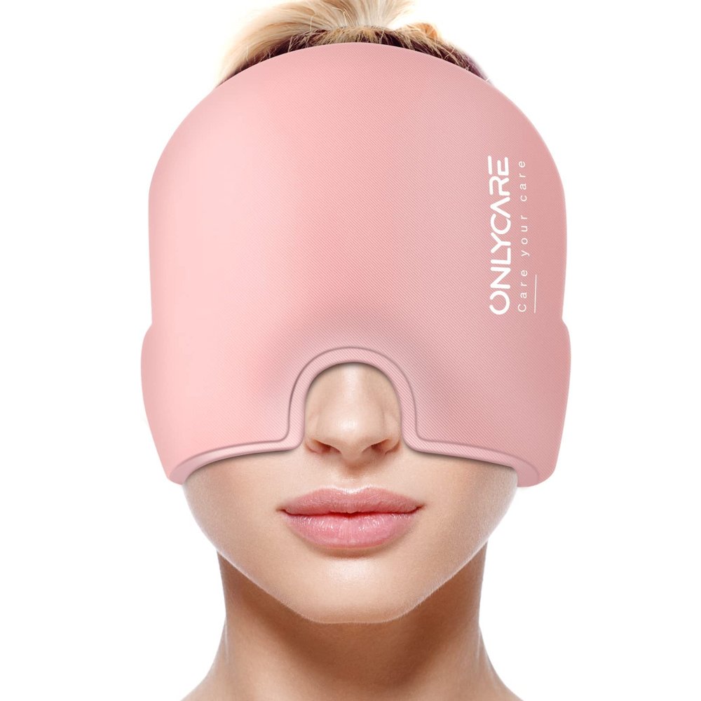 ONLYCARE Migraine Relief Cap, Upgraded Odorless Migraine Ice Head Wrap, Relief for Migraine, Pink