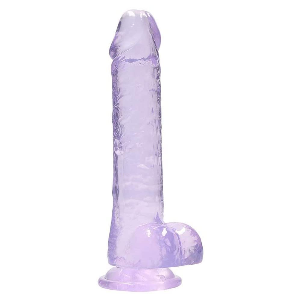 8" Realistic Purple Supplies with Suction Cups, Flexible and Stretchy, Waterproof for Men and Women.