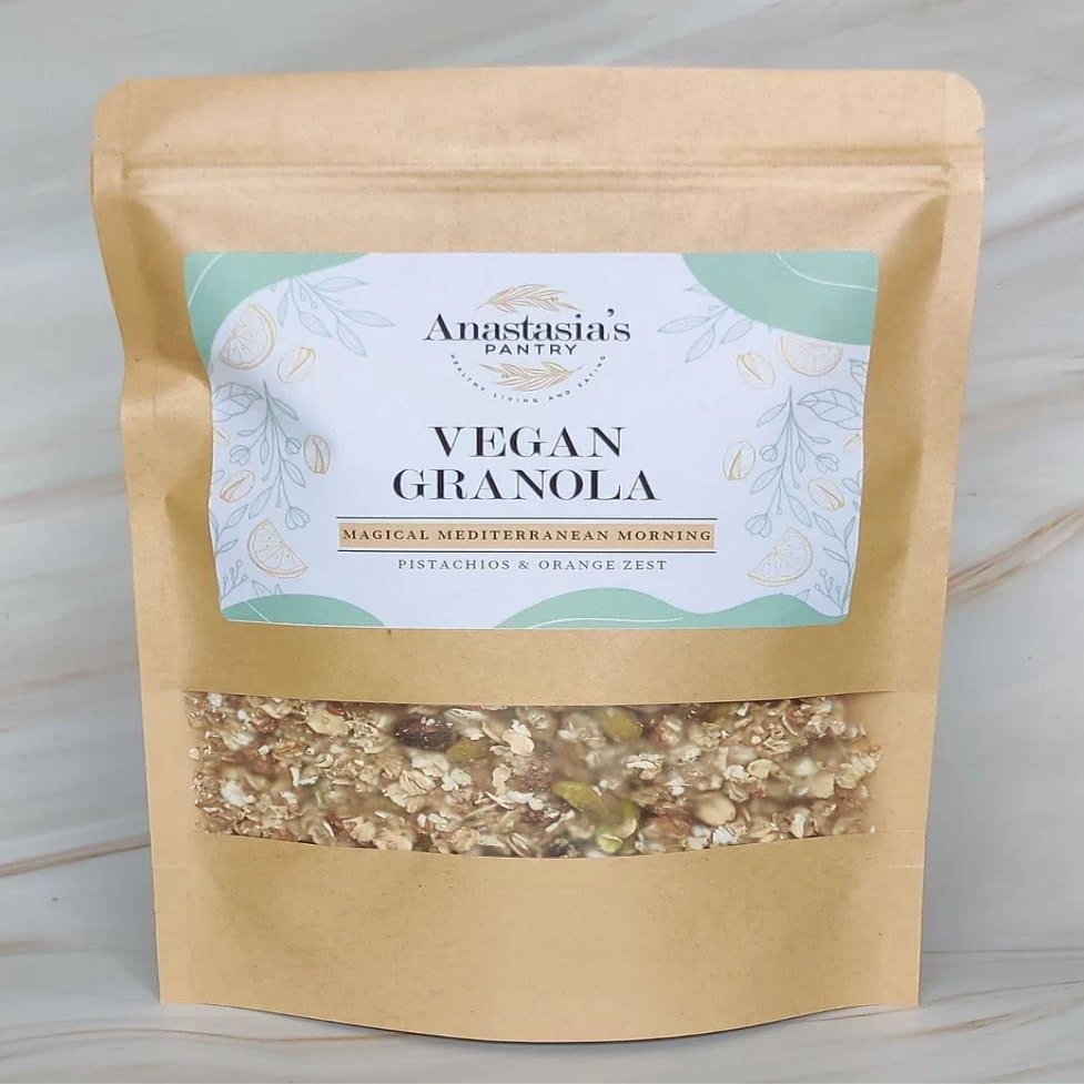 Gluten Free Vegan Granola, Roasted Pistachios and Orange Zest, Artisan, Handmade, Healthy Granola, Anastasia's Pantry | Magical Mediterranean Morning Granola, 450g