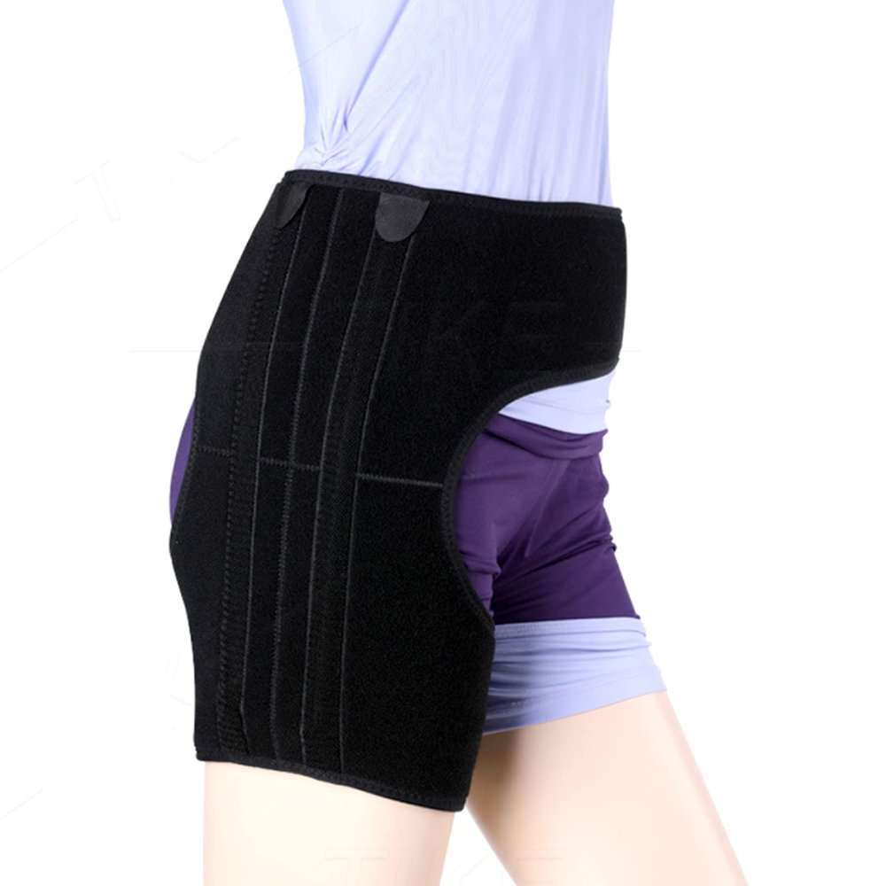 Thigh Bandage Hip Brace Adjustable Groin Protective Compression Helps Sprains Pain Injuries Recovery Area for Women Men Postoperative Rehabilitation,L