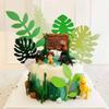14Pcs Tropical Palm Leaves Cake Topper Artificial Palm Leaves Glittery Tropical Leaves Cake Topper Tropical Wedding Cake for Jungle Theme Birthday Party Decor Safari view 2