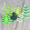 14Pcs Tropical Palm Leaves Cake Topper Artificial Palm Leaves Glittery Tropical Leaves Cake Topper Tropical Wedding Cake for Jungle Theme Birthday Party Decor Safari view 3