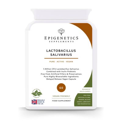 Lactobacillus Salivarius | 10 Billion CFU Probiotics + Chicory Root Prebiotics (Inulin) for Gut Health | High Strength | 60 Vegan Delayed Release Capsules UK Made | 2 Month Supply