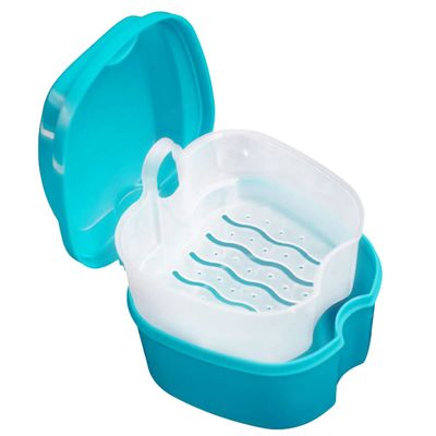Beenle-Icey UK Denture Case Denture Bath Box False Teeth Storage Box with Rinsing Basket Portable False Teeth Storage Case Orthodontic Dental Retainer Box for False Teeth Storage Soaking Cleaning