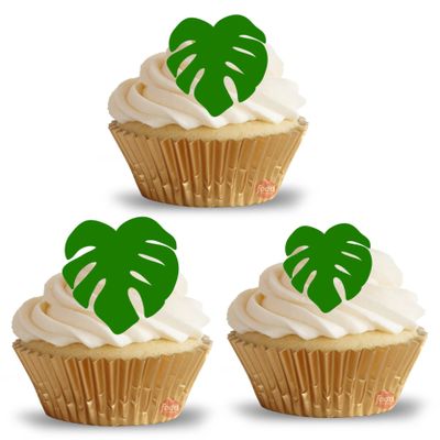 24 edible giraffe jungle leaves leaf kids childrens party decorations Iced/Icing Cupcake Topper Edible Fairy Cake Bun Toppers Round