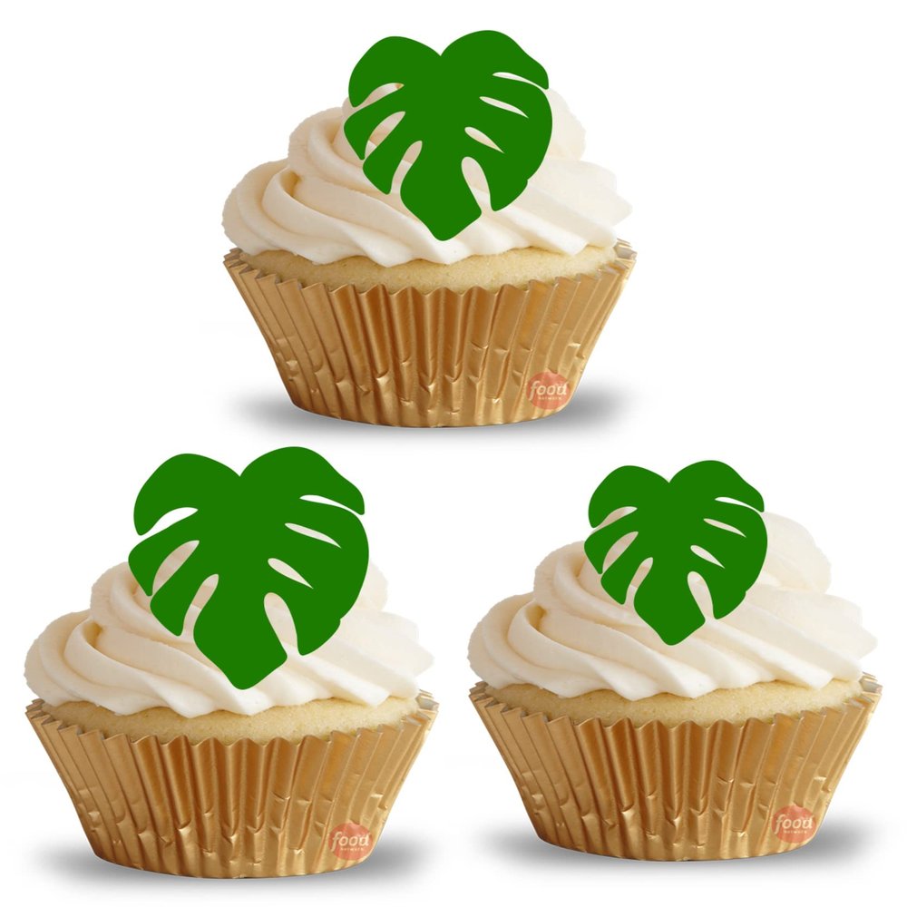 24 edible giraffe jungle leaves leaf kids childrens party decorations Iced/Icing Cupcake Topper Edible Fairy Cake Bun Toppers Round