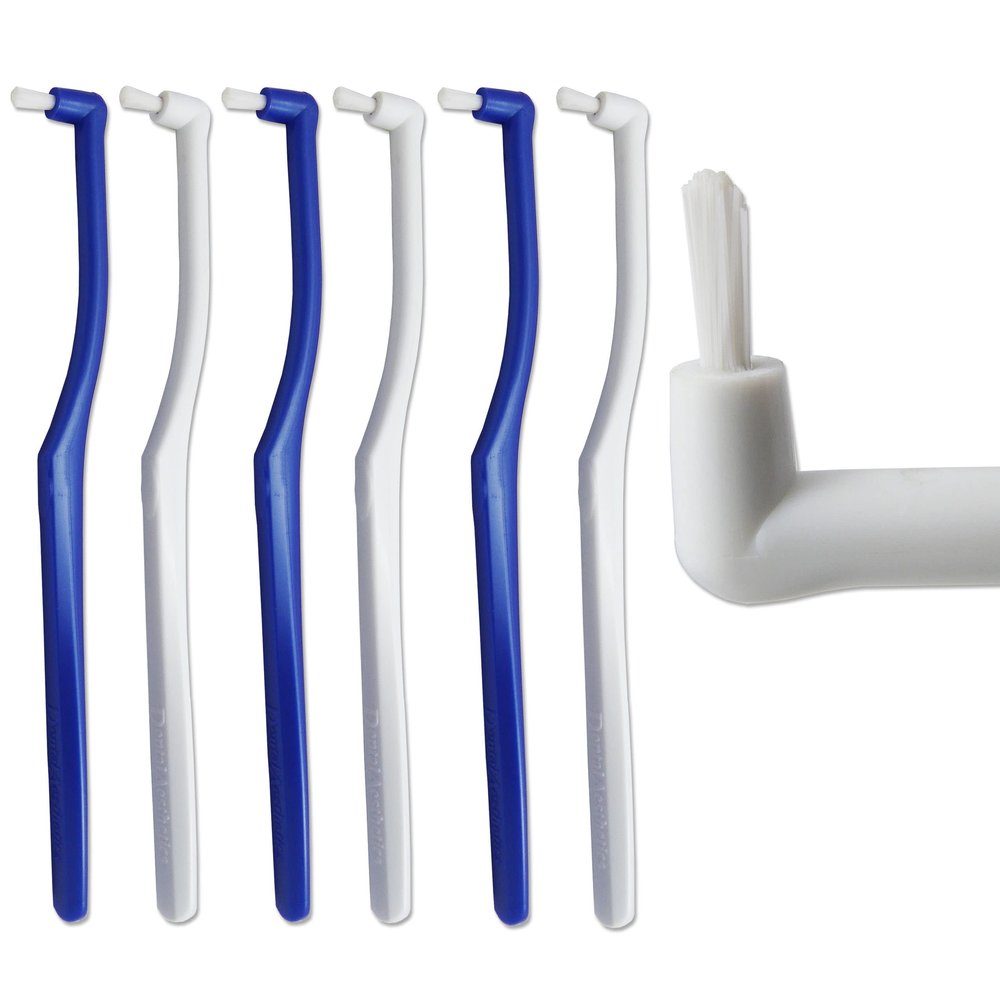 6 x Super Slim Interspace Toothbrush ~ Interdental Blue White Brushes for Orthodontic Braces & Bridges