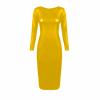 Simple Plus Size Big O-Neck Long Dress Women Faux Leather Long Sleeve Shiny Metallic Clubwear Bodycon Maxi Dress,Light Gold,XL view 1