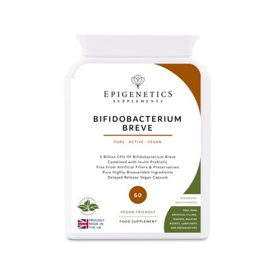 Bifidobacterium Breve | 5 Billion CFU Probiotic + Chicory Root Prebiotic (Inulin) | 60 Vegan Delayed Release Capsules UK Made | 2 Month Supply