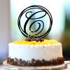Letter C Wedding Cake Topper Monogram Initial Last Name Branches Leaf Botanical Wreath Romance For Wedding Bridal Shower Decorations Reusable Personalized Any 26Letters Engagement Gift Acrylic Black view 1
