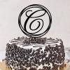 Letter C Wedding Cake Topper Monogram Initial Last Name Branches Leaf Botanical Wreath Romance For Wedding Bridal Shower Decorations Reusable Personalized Any 26Letters Engagement Gift Acrylic Black view 2