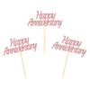 24 Pieces Rose Gold Happy Anniversary Cupcake Toppers Cake Picks for Wedding Anniversary Party Table Decorations view 1