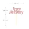 24 Pieces Rose Gold Happy Anniversary Cupcake Toppers Cake Picks for Wedding Anniversary Party Table Decorations view 2