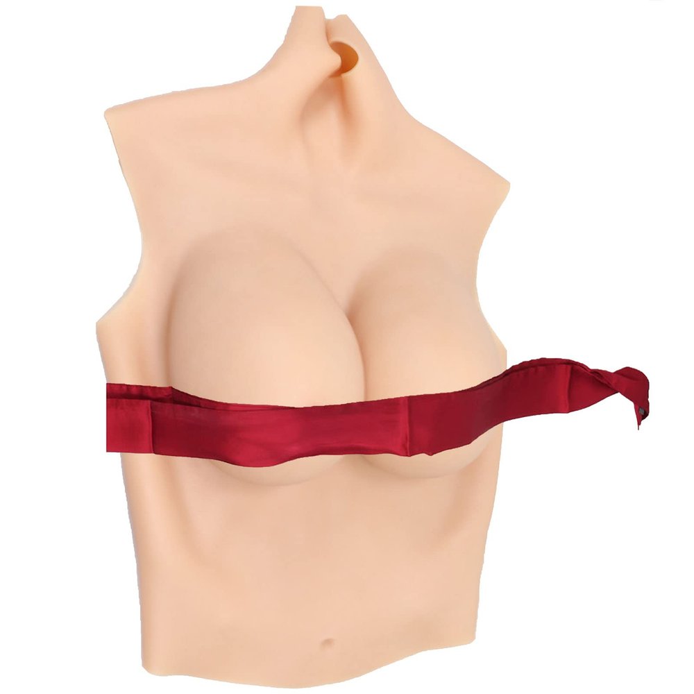 FSYH Silicone Breast Plate Fake Breast Forms B-H Cup Crossdressers Breastplate for Dragqueen Transgenders Cosplay,Wheat,H`CUP