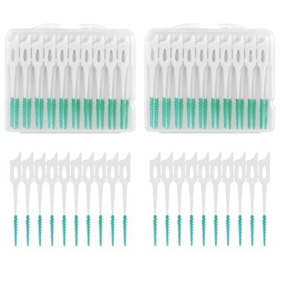 80pcs Tooth Floss Picks Interdental Brushes Flosser Sticks with Storage Case for Brush Tool Toothpick Tooth Cleaner Interdental Floss Sticks Toothpick Cleaning Tool Daily Cleaning Teeth (Green)