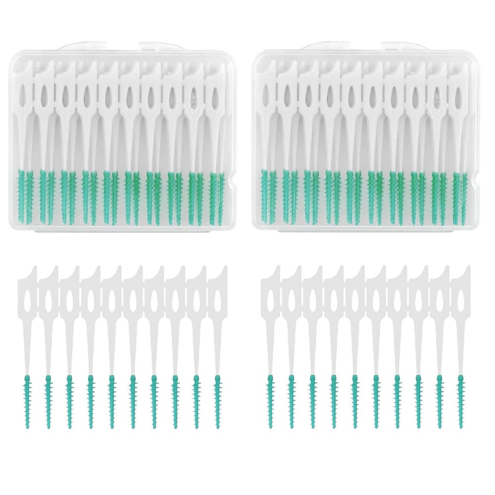 80pcs Tooth Floss Picks Interdental Brushes Flosser Sticks with Storage Case for Brush Tool Toothpick Tooth Cleaner Interdental Floss Sticks Toothpick Cleaning Tool Daily Cleaning Teeth (Green)
