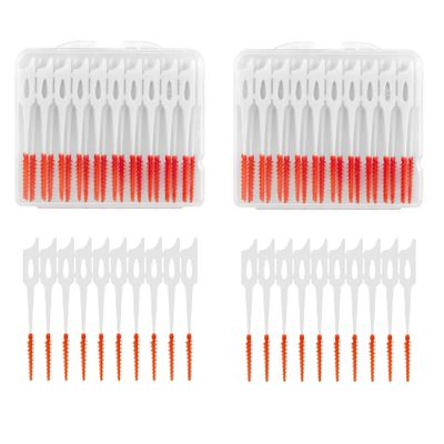 80pcs Tooth Floss Picks Interdental Brushes Flosser Sticks with Storage Case for Brush Tool Toothpick Tooth Cleaner Interdental Floss Sticks Toothpick Cleaning Tool Daily Cleaning Teeth (Orange)