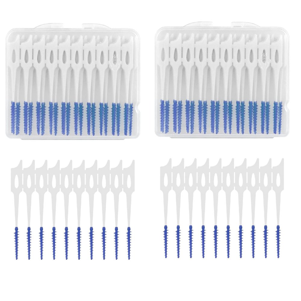 80pcs Tooth Floss Picks Interdental Brushes Flosser Sticks with Storage Case for Brush Tool Toothpick Tooth Cleaner Interdental Floss Sticks Toothpick Cleaning Tool Daily Cleaning Teeth (Blue)