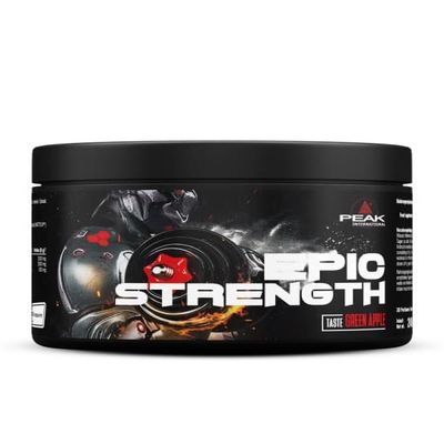 PEAK Epic Strength - 240g Flavour Green Apple I 30 Servings I with Premium Creapure creatine + beta Alanine + WATTS'UP (Citrus sinensis Extract) I Vegan