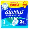 Always Ultra Day Sanitary Towels Normal (Size 1) With Wings 4 x 30 Pads, Super Absorbent And Ultra Thin, For Menstrual Periods view 1