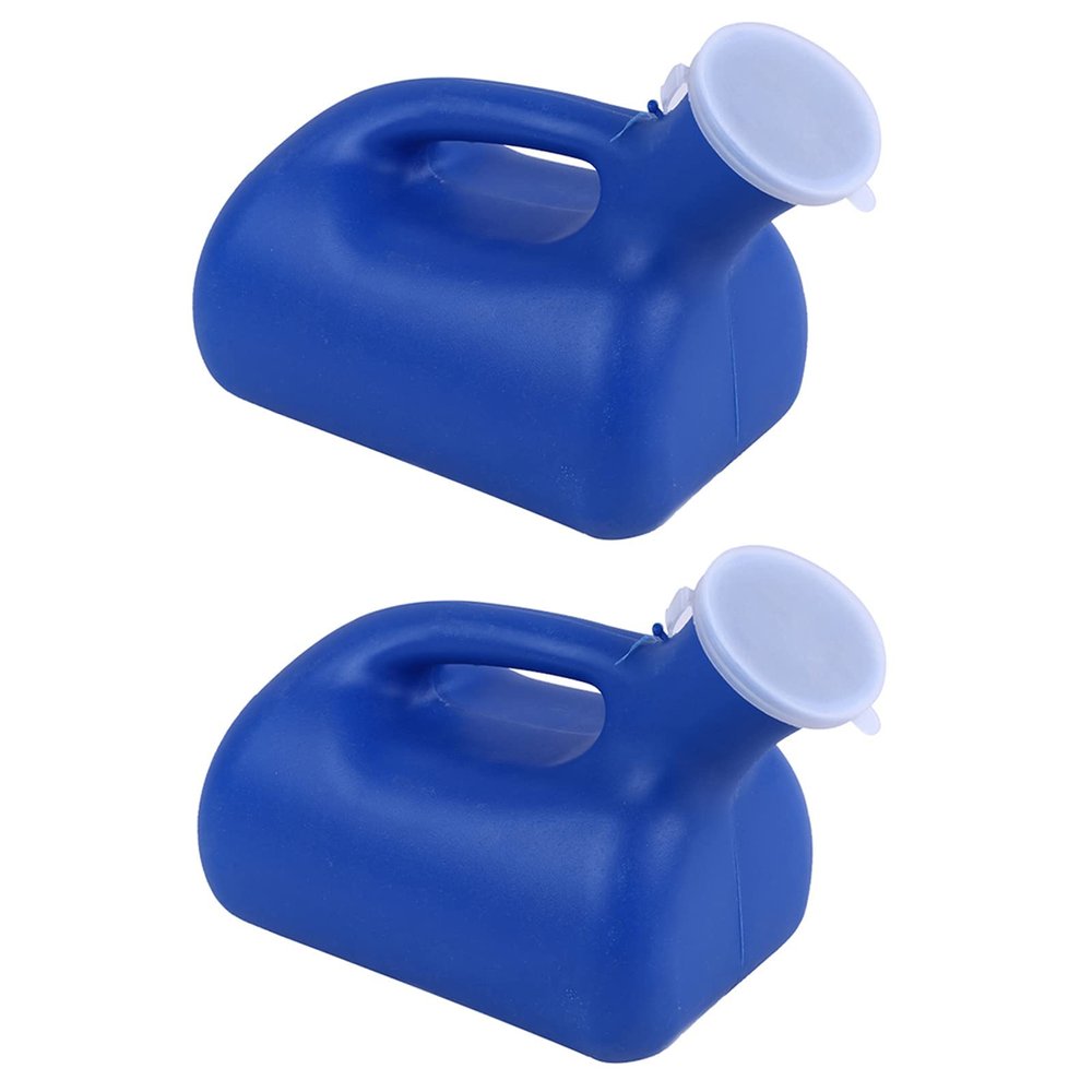 Urinals for Men -with Lid Plastic Material Easy-with Grip Handle for Travel Bottle and Emergency 2000 Ml - Pack of 2 Happy