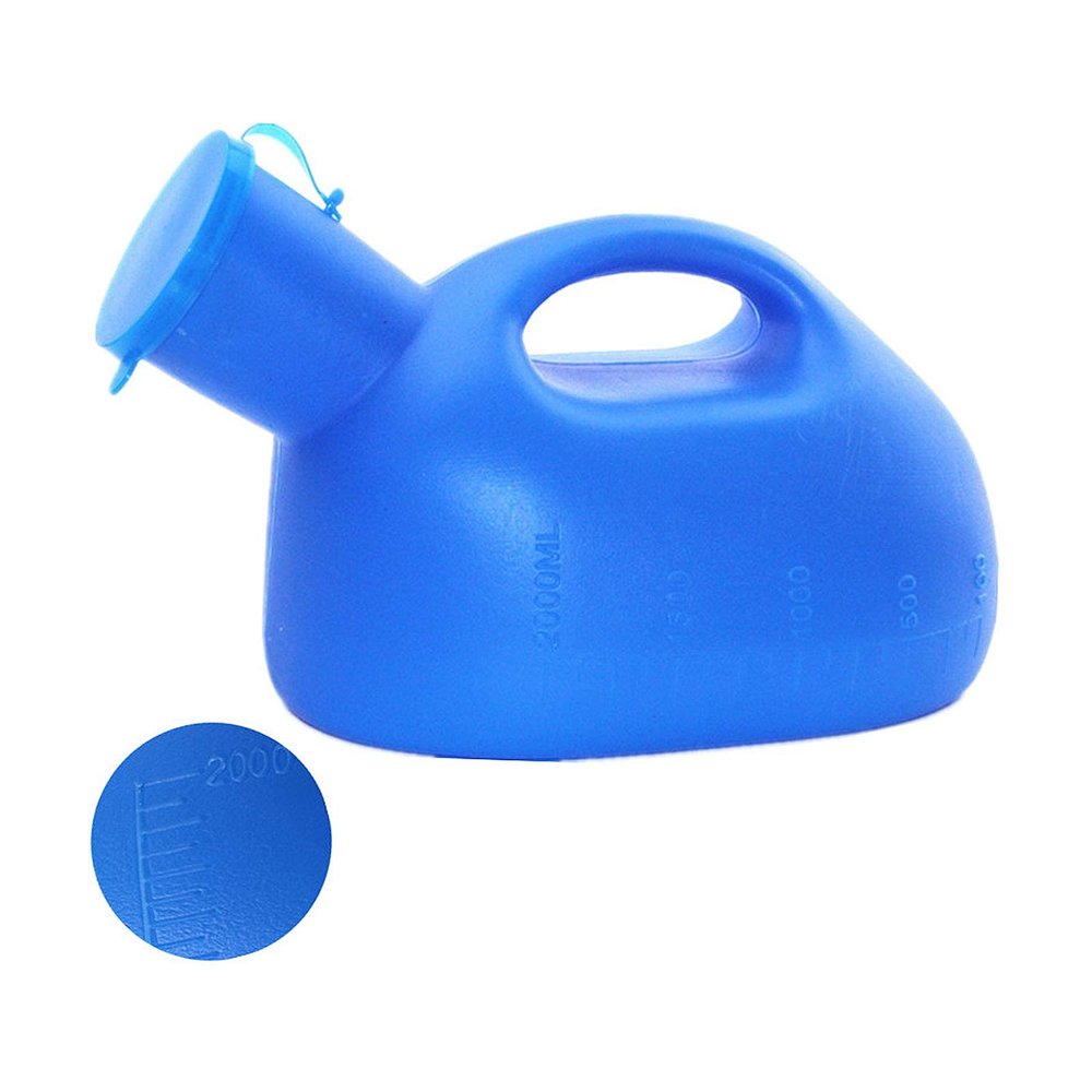 2000ml Portable Outdoor Urine Bottle with Lid Male Pee Urinal Storage Urine CollectorBlue Happy