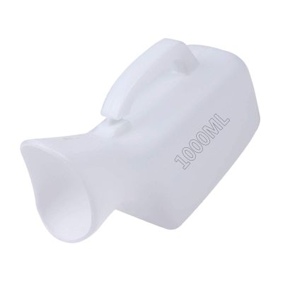 1000ML Unisex Urinal Bottle with Lid Portable Emergency Male Female Pee Potty for Travel Car EmergencyWhite Happy