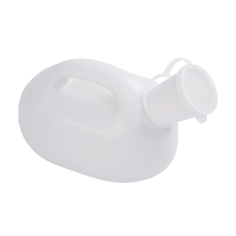 Urinals for Men - 2000mL Thick Plastic Mens Bedpan Bottle with Lid - Male Portable Pee Bottles - Travel Urine Collection Containers(White) Happy