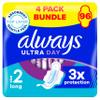 Always Ultra Sanitary Towels Long (Size 2) Wings X 24 Pads, Super Absorbent and Ultra Thin, for Menstrual Periods 24 x 4 view 1