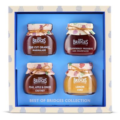 Best of Bridges Collection Fine Cut Orange Marmalade, Scottish Strawberry Preserve, Pear, Apple & Ginger Chutney, Lemon Curd
