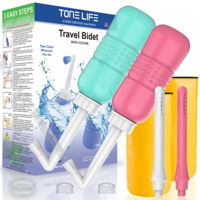 2PCS-Pack 2-in-1 Portable Bidet Vaginal Douche,450ml Travel Bidet Bottle Perineal Bottle for Postpartum Care