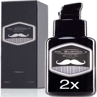 Double Pack Beard Oil - Mr. Burton's Beard Oil - Fresh - 2 x 50 ml Beard Oil for Beard Care - 100% Natural Ingredients - Premium Quality - Made in Germany