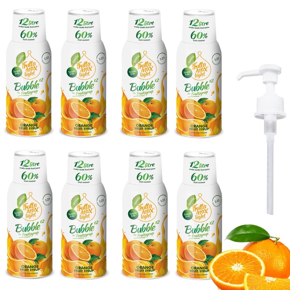 8 Pack - FruttaMax Sugar-Free Orange Syrup  60% Real Fruit | Low-Calorie Drink Syrup for Soda Makers, Cocktails & Desserts  8x500ml