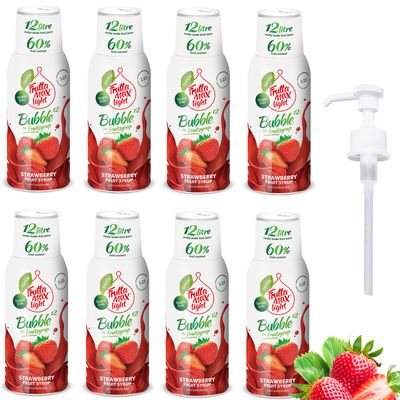 8 Pack - FruttaMax Sugar-Free Strawberry Syrup  60% Real Fruit | Low-Calorie Drink Syrup for Soda Makers, Cocktails & Desserts  8x500ml