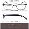 MODFANS 3-Pack Reading Glasses Men Blue Light Blocking Metal Frame Rectangle Style Stainless Steel Material Spring Hinges Grey Brown Blue view 4