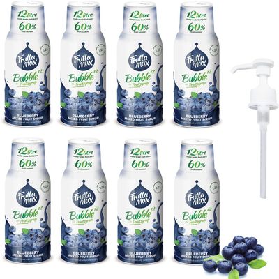 8 Pack - FruttaMax Blueberry Syrup | Less Sugar | 60% Real Fruit Concentrate | Suitable for soda Machine 8x500ml